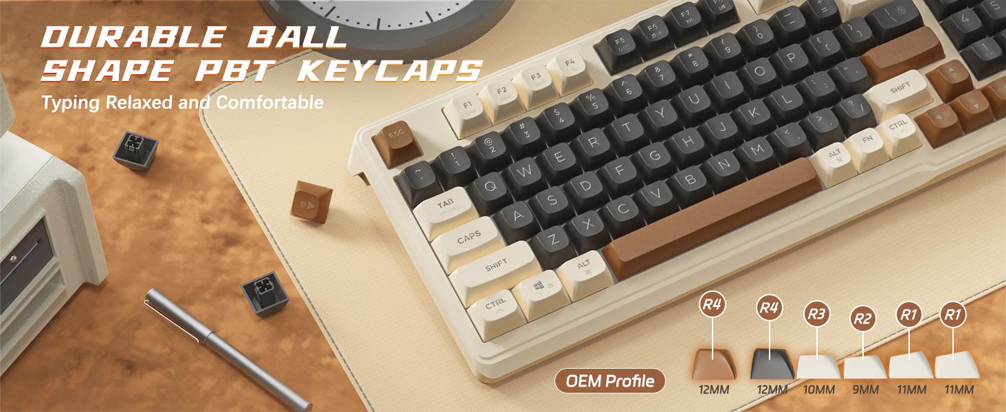 MAMBASNAKE×ZIYOU LANG M96 Wireless Keyboard Creamy Silent Membrane Keyboard with Rainbow Backlight Media Knob LCD Screen Dual Mode-Bluetooth/2.4Ghz,Ball Shape PBT Keycap 94 Key ANSI Layout for Win Mac PC Gamer