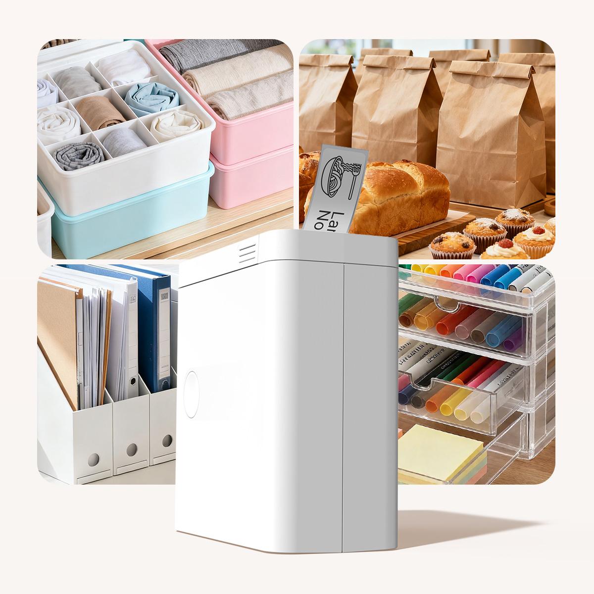 Portable Bluetooth Label Printer, D12 Wireless Handheld Printer with Tape Mini Sticker Maker for Barcodes Storage Office & Home Organization Thermal Printer