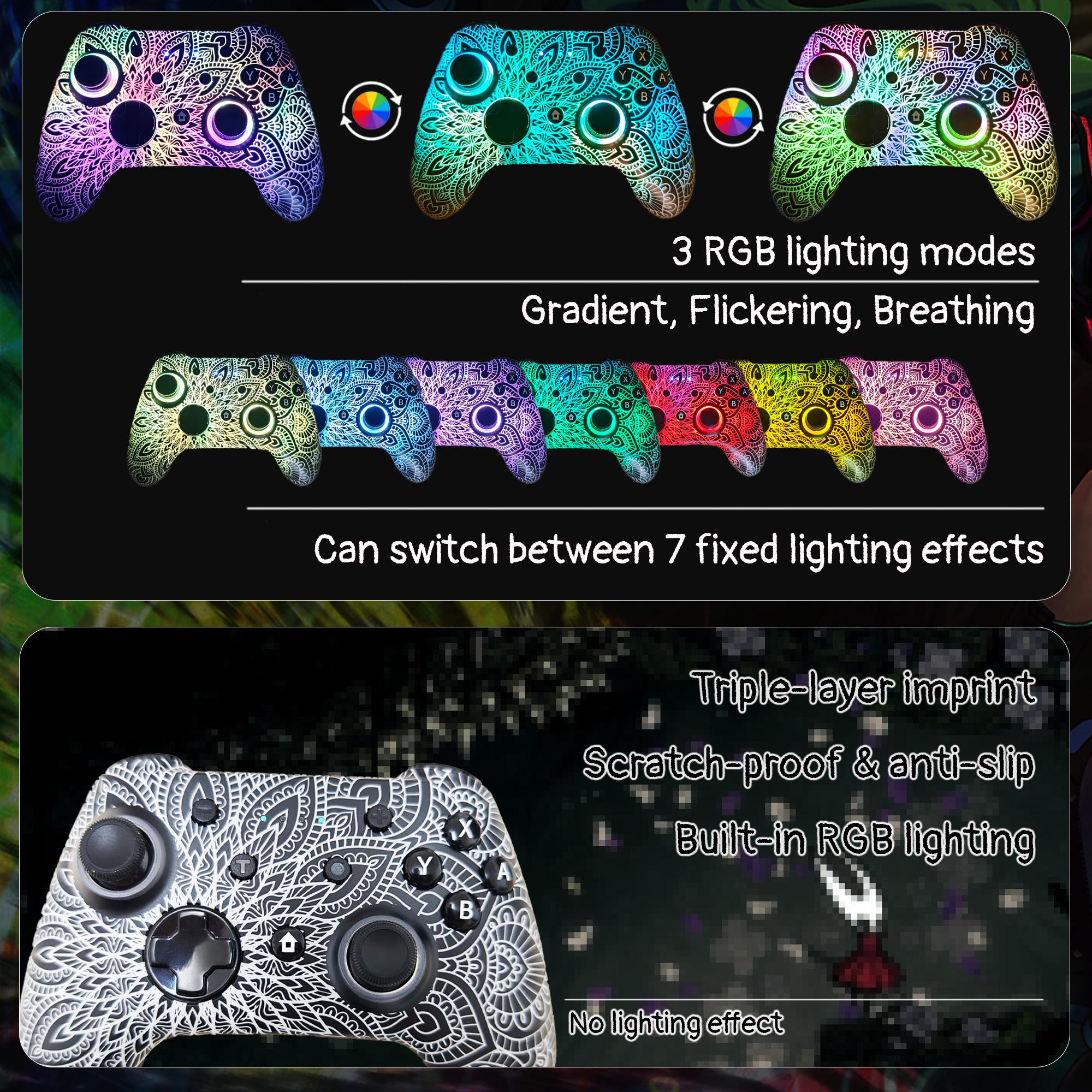 2026 Universal Wireless&Wired Gaming Controller for Ios iPhone/Android/Switch/PC/ TV/Tesla/Steam, Bluetooth Wired Programmable Game Gamepad with Phone Clip,RGB Lighting Hall Effect/Turbo/Vibration,with C-A Adapter, Phone Holder+ 25mm Cable devices