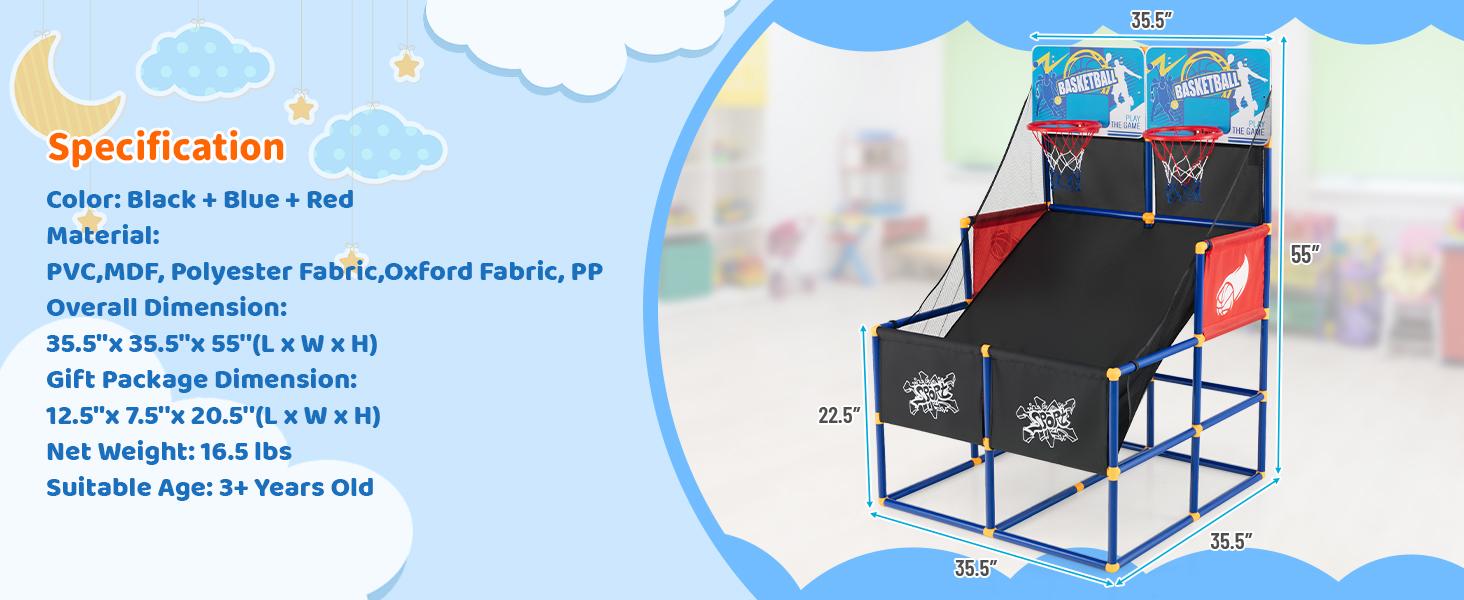 Costway Kids Basketball Arcade Game, 2 in 1 Indoor Outdoor Basketball Game Set w/Electronic Scoreboard & Sound Effect & Sticky Balls, Basketballs, Toy Gift for Toddlers Children Boys Girls Costway Kids Basketball Arcade Game, 2 in 1 Indoor Outdoor Basketball Game Set w/Electronic Scoreboard & Sound Effect & Sticky Balls, Basketballs, Toy Gift for Toddlers Children Boys Girls