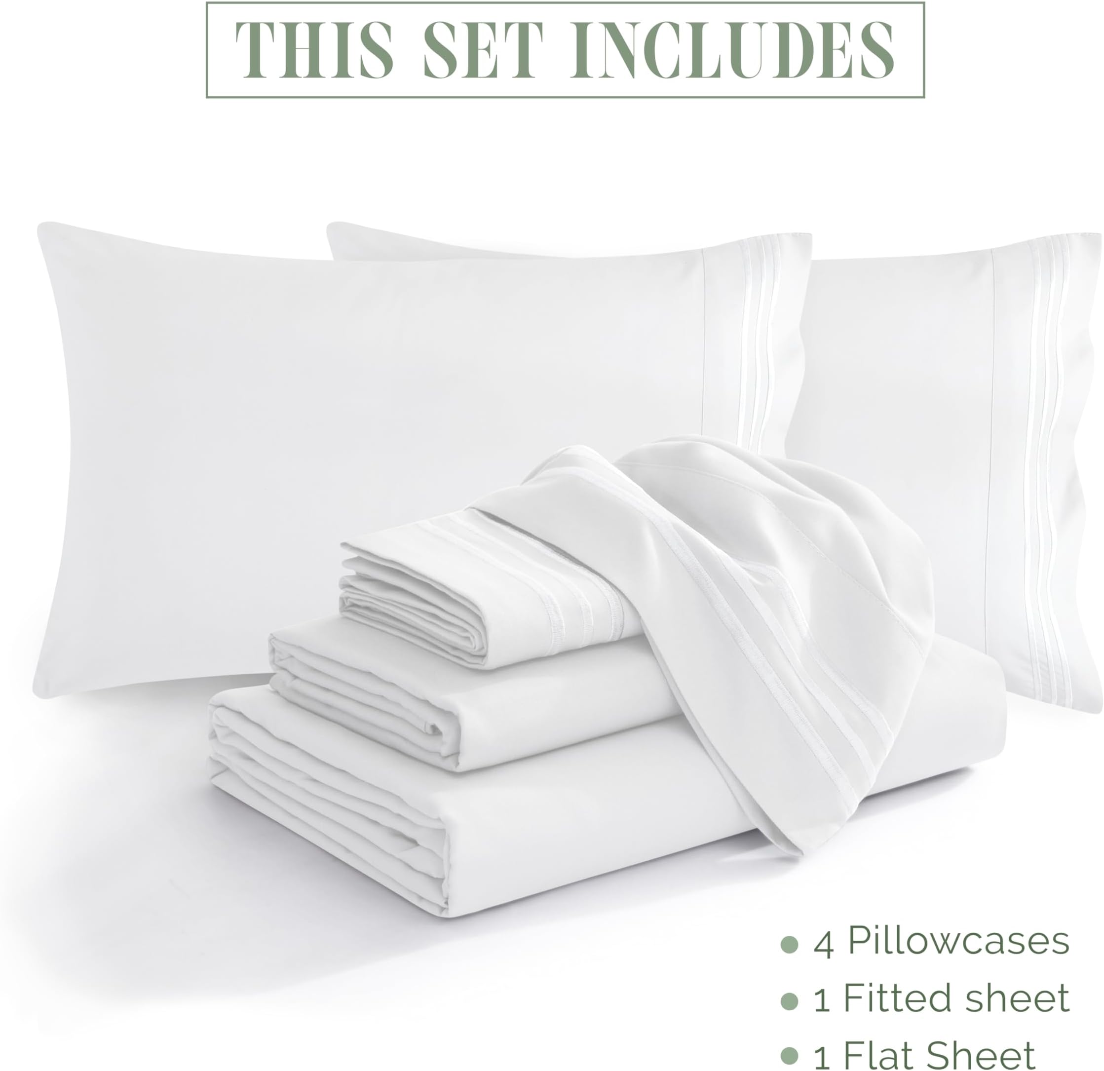 Hotel Grade 6-Piece Sheet Set | 18" Deep Pocket & 100GSM Fabric for Lasting Luxury Bedding Set| Anti-Fading & Wrinkle-Free Easy Care