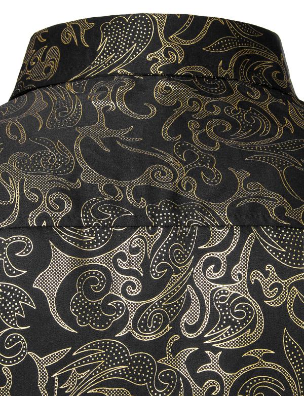 ZEROYAA Men's Luxury Gold Prom Design Slim Fit Long Sleeve Button up Party Dress Shirts