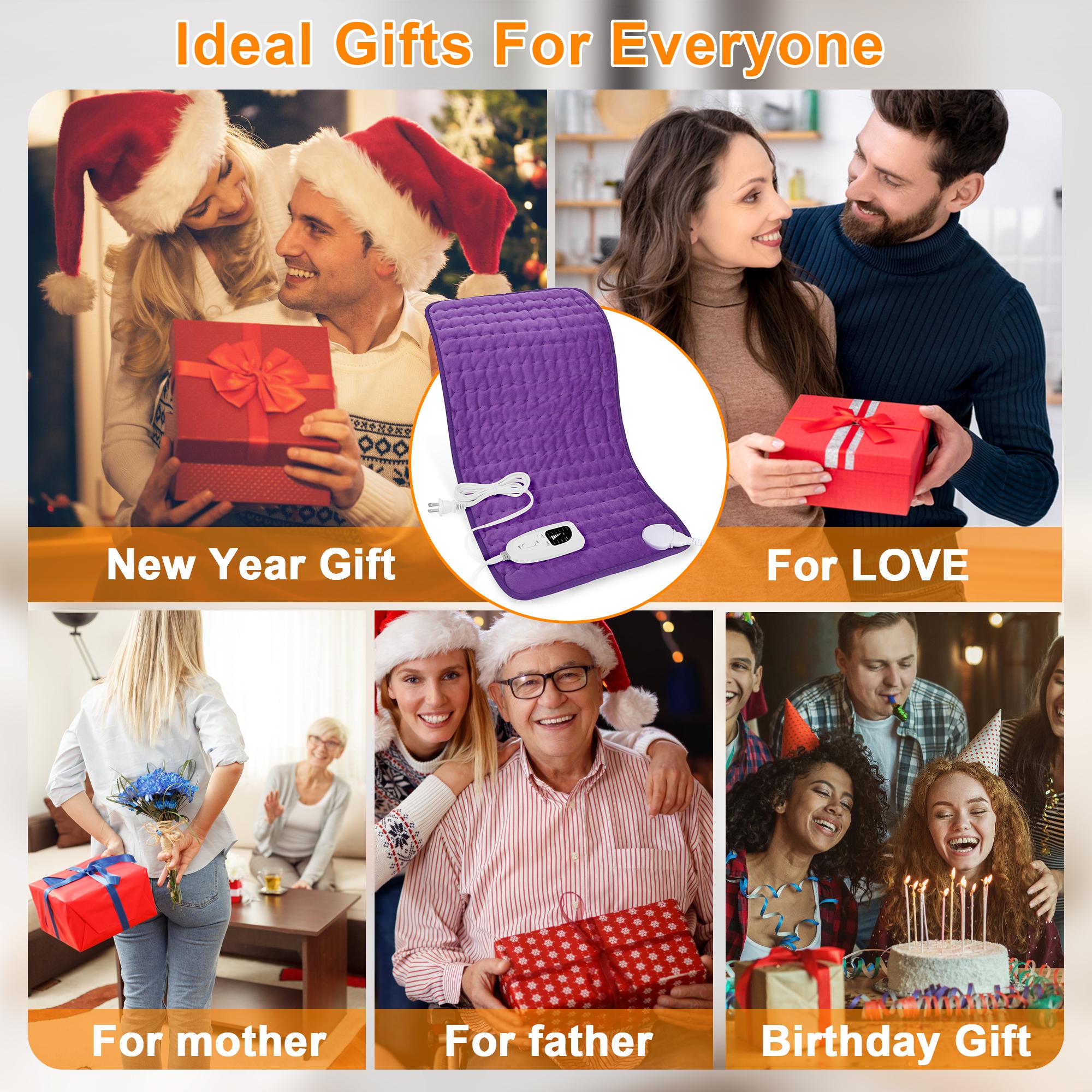 Dark Color Heating pad, size 40in×20in, 33in×17in, 24in×12in, 6 temperature levels and 4 time settings, portable, back, neck, shoulders and legs heating, machine washable, perfect holiday gift for men, women, parents, Christmas gift