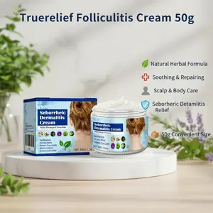 TrueRelief Folliculitis Treatment Cream -Natural Herbal Formula with Honeysuckle, Dandelion,Sophora & Phellodendron for Scalp, Face & Body Care,Soothing & Repairing 50g, Seborrheic Dermatitis Cream