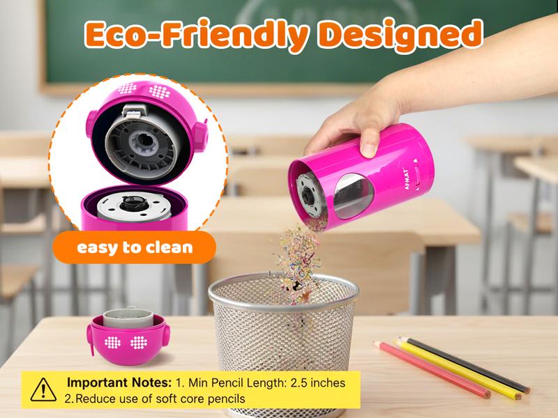 【Valentines Gift for Teachers】AFMAT Fully Automatic  Pencil Sharpener – Hands-free, Rechargeable, 3 Sharpness Settings, Kid-Safe, Large Hole (7-11.5mm), Perfect for Home, School & Office, Teacher Stuff,Teacher Christmas gifts