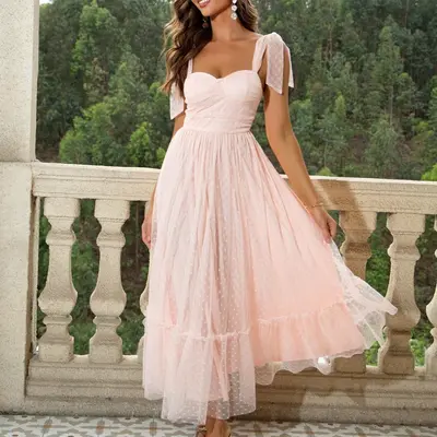 Pink Flowy Dresses Mid Length Batch Party - TikTok Shop