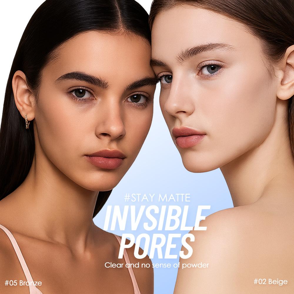 Velvet Matte Blurring Pressed Powder, Water Resistant Setting for Oily T-Zone & Pores, 12Hr Fresh Look Anti-Shine, Ultra-Fine Lightweight, Everyday Natural Finish for Humid Commute & Outdoor Events