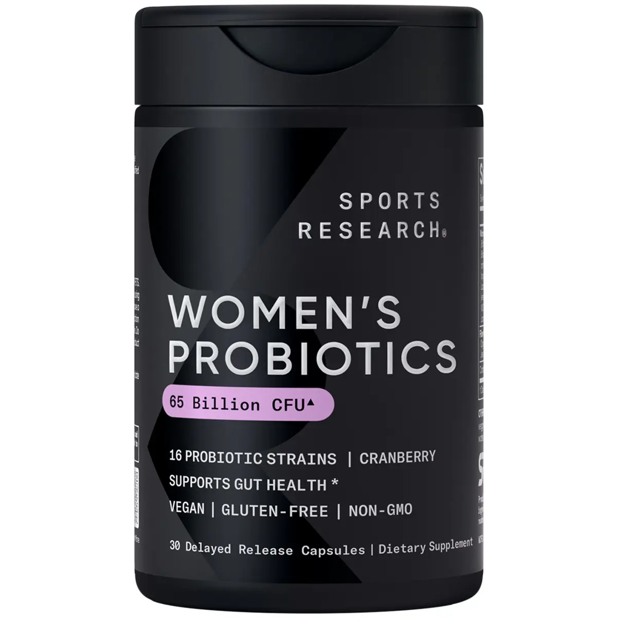 Sports Research Women's Probiotics with Prebiotics, 65 Billion CFU - Vegan Capsules, Probiotics for Women with Cranberry - Non-GMO Verified & Gluten Free - 30 Count