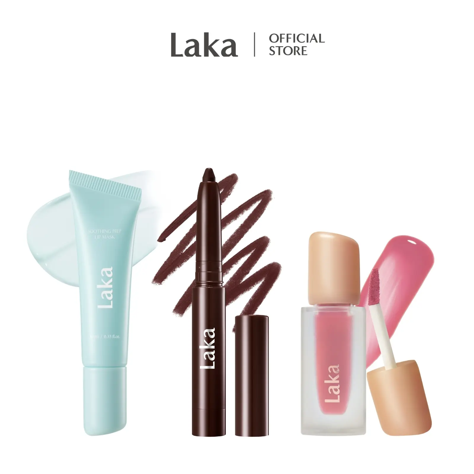[Laka]  Prep & Glow Lip Trio - Prep Lip Mask + Easy Glide Lip Liner + Fruity Glam Tint