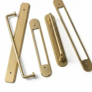 2 Pack Champagne Bronze Modern Cabinet Pulls with Backplate Solid Contemporary Home Improvement Hardware Drawer Pulls Zinc Alloy Kitchen Handles