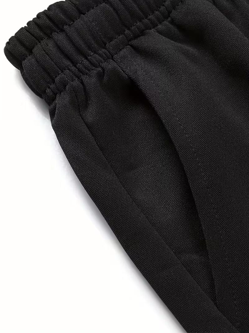 Men's Casual Jogger Pants - Straight-leg loose fit, elastic waistband with drawstring, side pockets, all-season comfort, athletic style long pants, knit fabric, durable material