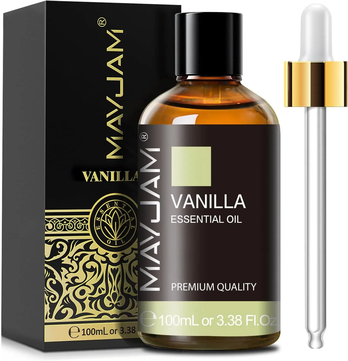 MAYJAM Vanilla Essential Oil for Diffuser Soap Candle Making, 3.38FL.OZ | Long Lasting Scents Aromatherapy Oils, Vanilla Oil for Skin, Ideal for Home Office Yoga Use
