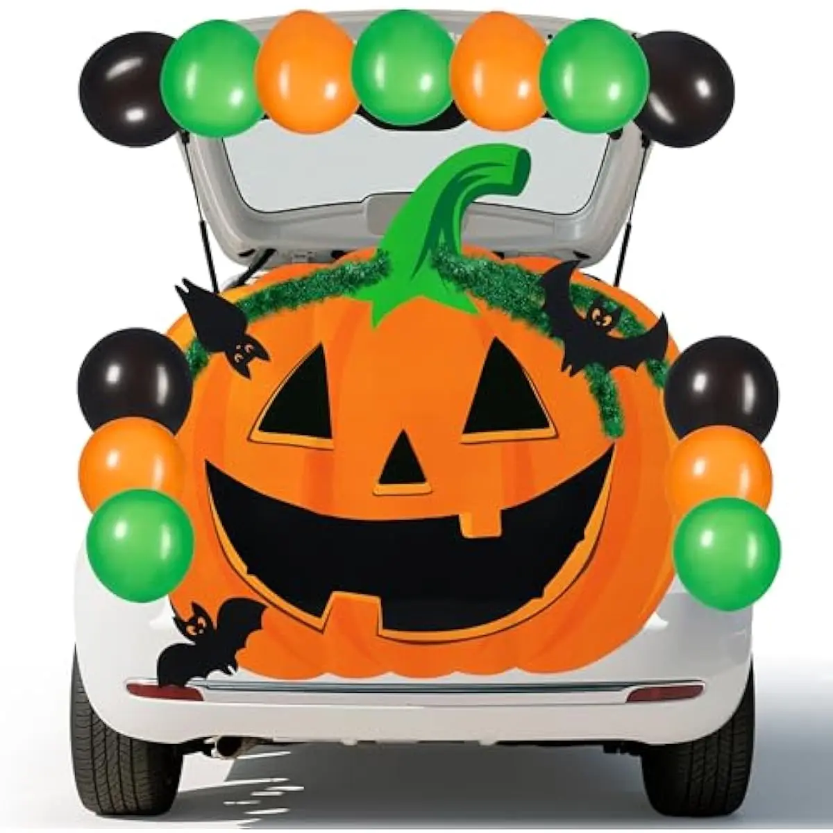 Halloween Pumpkin Car Decorations Kit with Pumpkin, Bat Cutouts and Balloons, Halloween Trunk or Treat Decorations for SUV Party Supplies Car Archway Garage