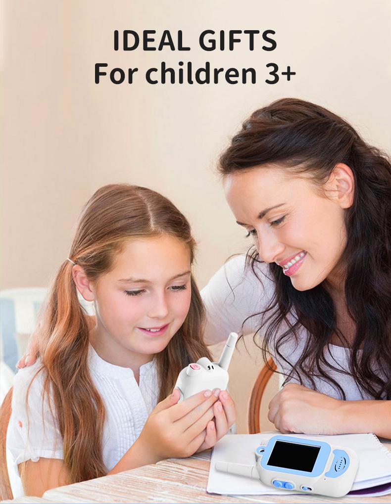 Long Range Kids Video Walkie Talkies 2 Pack – Rechargeable Intercom + Photo & Video Camera, Fun Communication Toy for Ages 3‑12