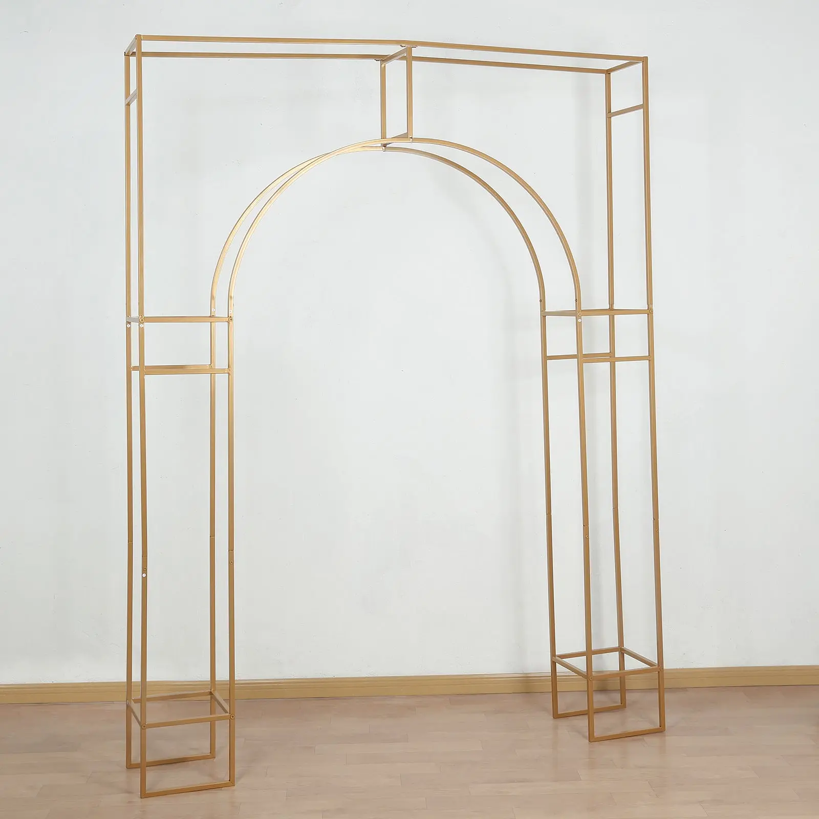 7ft Heavy Duty Gold Metal Rectangular Wedding Arch Stand - Arc de Triomphe Style 3D Frame, Decor for Weddings, Backdrops for Photoshoot, Metal Arch Festive Backdrops & Banners, Balloon Floral Centerpiece Setup, Golden Arch Backdrop