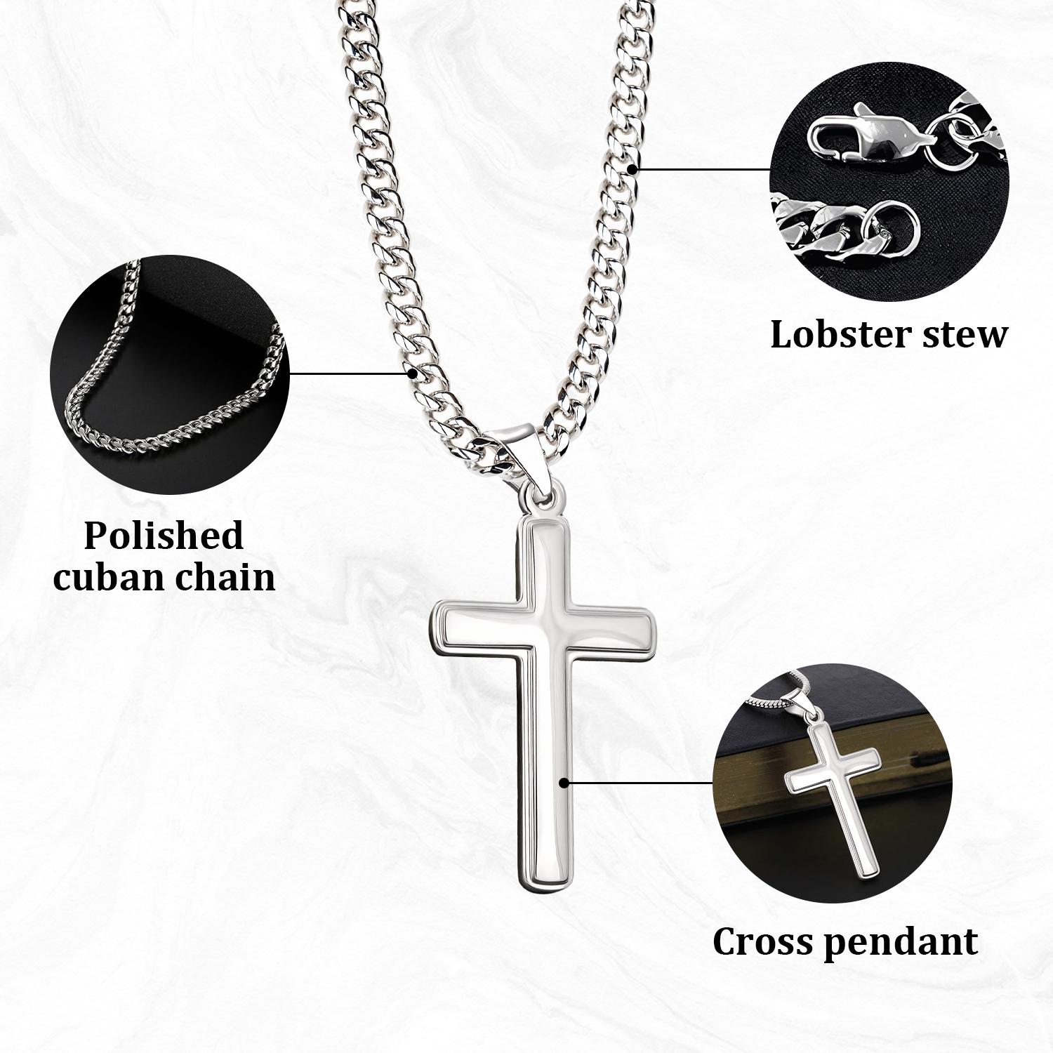 "To My Son" Stainless Steel Cross Pendant Necklace with Card & Gift Box Perfect for Birthdays Valentine's Day Christmas Personalized Gift for Loved Ones