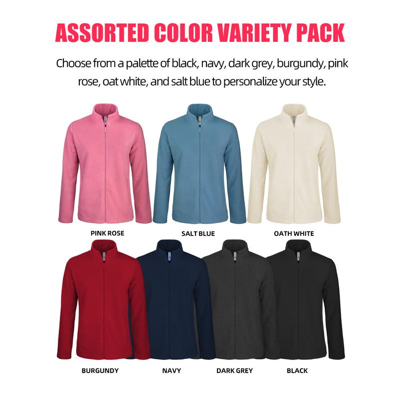Women’s Polar Fleece Jacket with Pockets Full Zip Up S-3XL Regular & Plus Long Sleeve Lightweight Warm Coat Spring Fall Winter Activewear Womenswear