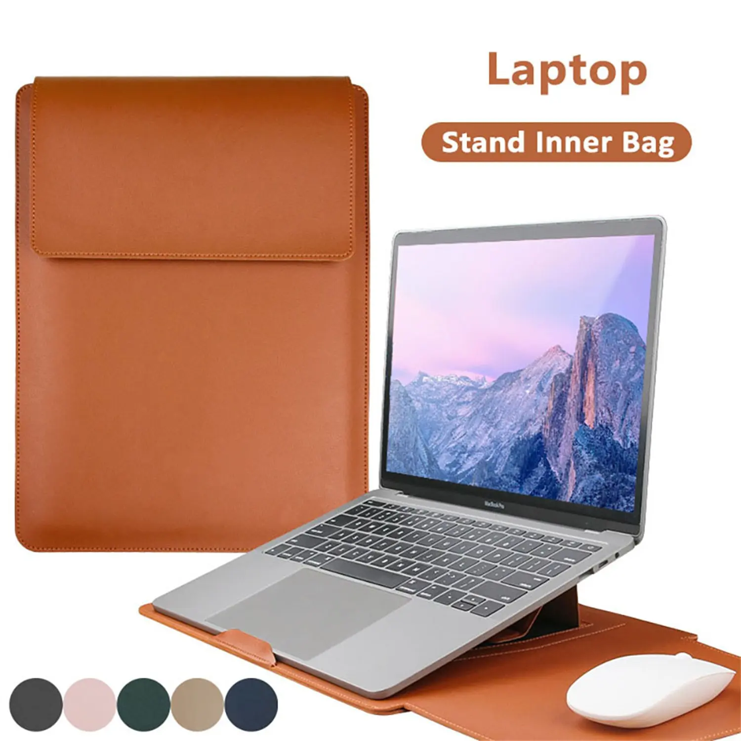 PU Leather Laptop Computer Sleeve Case Bag Stand Cover Laptop Accessories for Macbook Pro Air M4 M3 M2 M1 Samsung HP Lenovo ThinkPad Yoga Dell XPS ASUS Zenbook Acer Huawei Matebook Pouch Man Women 12.5 13 13.3 14 15 15.3 15.6 16 inch Laptop Casing