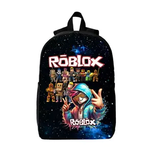 Roblox Game Backpacks Two-Way Zippers Students Lightweight Storage Backpack Stunning Blue Galaxy School Bag with Side Pocket Unisex