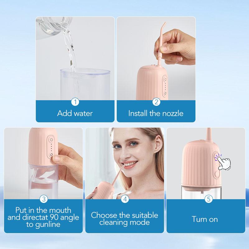 Operan Compact Dental Water Flosser,  IPX7 Waterproof 360°, Rotating Tips 4 Modes Cordless Oral Irrigator for Home Travel Gift Electric Teeth Cleaner - Travel Size Oral Irrigator 200ml Tank