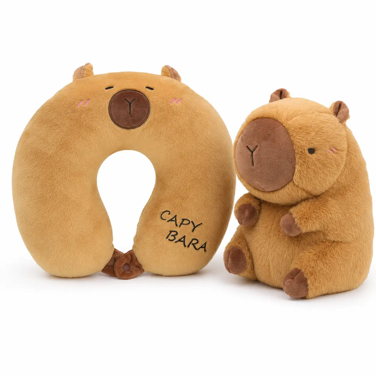 Capybara Plush Foam Travel Neck Pillow, Car Interior Accessory for Kids & Adults, Ideal for Airplane Train Travel, Travel Neck Pillows, Foam Neck Pillows Neck Rest Cushion Travel Neck Cushion