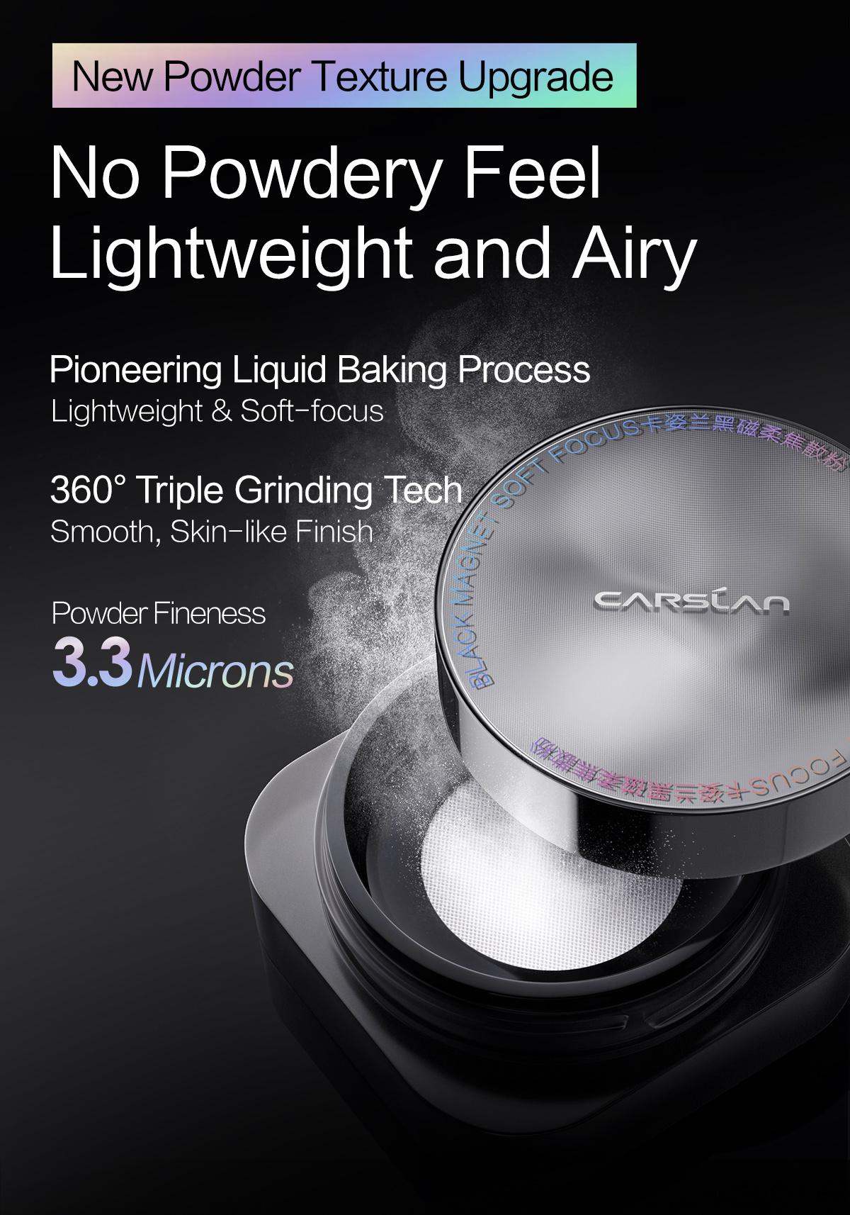 [Tiktok Exclusive Offers]CARSLAN 2.0 Updated Version Black Magnet Loose setting & Pressed Setting Powder Duo Strong Oil Control Longlasting Waterproof Sweatproof Blurring Pores Matte  Flawless Finish
