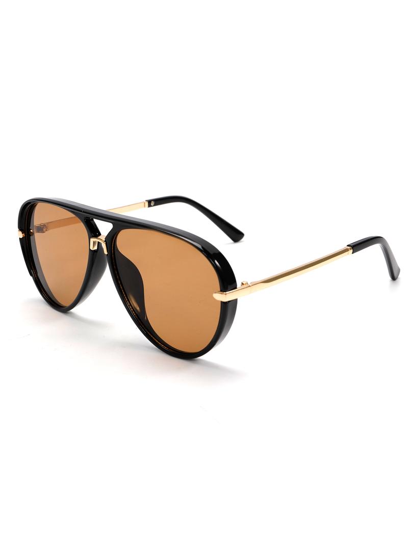 Trendy Sunglasses Women Brand Designer Pilot Sun Glasses UV400 Simple Fashion Suitable Shades Gold Trim Black Frame Unisex High Quality PC Frame Lightweight Comfortable