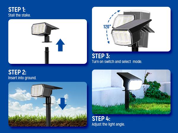 【Spring Glow Up】AUDERWIN Solar spotlights Outdoor 63 LED 3 Lighting Modes, IP65 Waterproof Lighten Yard Garden House Garage Pathway, solar lights for Christmas Decorations, Mother's Day solar walllight