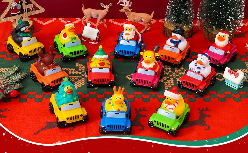 Christmas Rubber Ducks for Ducking 12-Pack – 12 Holiday Ducks + 12 Mini Cars | 3.5 in Cars Fit 2 in Ducks | Stocking Stuffers, Xmas Party Favors & Gift for Kids Christmas Rubber Ducks for Ducking 12-Pack – 12 Holiday Ducks + 12 Mini Cars | 3.5 in Cars Fit 2 in Ducks | Stocking Stuffers, Xmas Party Favors & Gift for Kids
