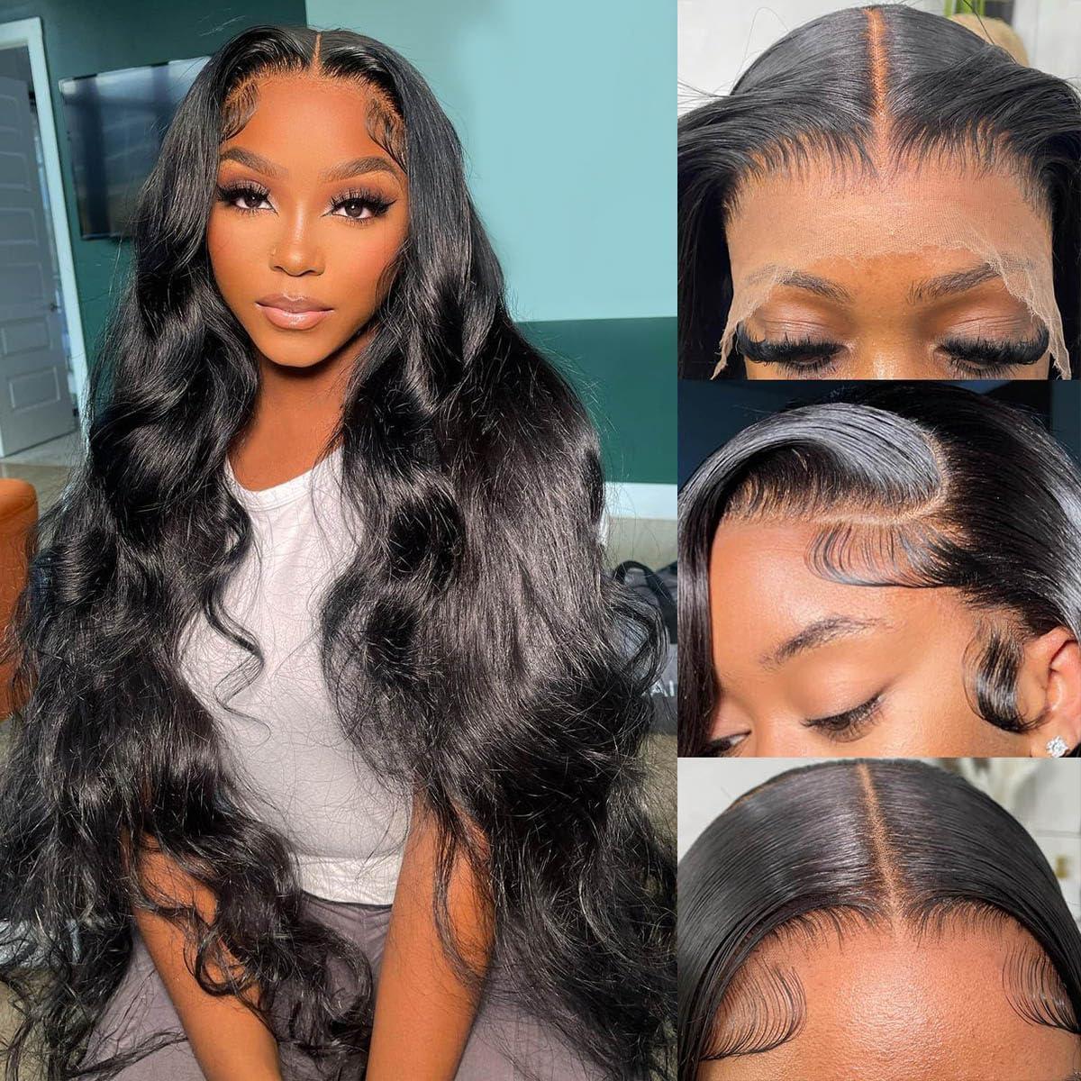 Yawawe Hair Body Wave 13x6 Full Lace Frontal Wear go Glueless Wig with Adjustable Drawstring Effortless Install Ear to Ear Straight Pre-Cut Pre-Plucked Brazilian Remy Human Hair for Women