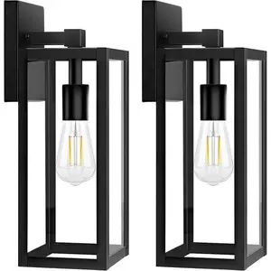 2-Pack Outdoor Wall Light, Exterior Waterproof Wall Sconce Light Fixtures,  Outdoor Wall Lamp with Clear Glass for House, Porch, Front Door, Garage, Patio, Bulbs Not Included
