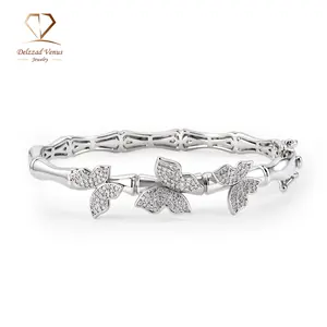 Delzzad 0.7ct Boundless Wing Bangle Butterfly Bangle Bracelet Papillon Breeze Bracelet Synthetic Moissanite Bracelet Jewelry Copper Chain Perfect Birthday Engagement Wedding Anniversary Christmas Valentine's Day Mother's Day Gifts