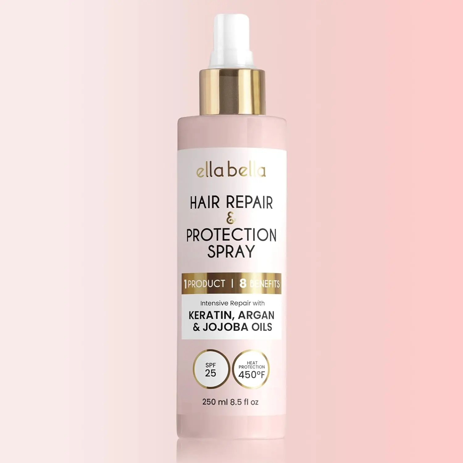 ELLA BELLA All-in-1 Heat Protectant Spray for Hair • Repair, Protect, and Nourish with UV Shield • Cruelty-Free Formula with Argan Oil, Jojoba, and Keratin • Professional Hair Heat Protection Spray Haircare