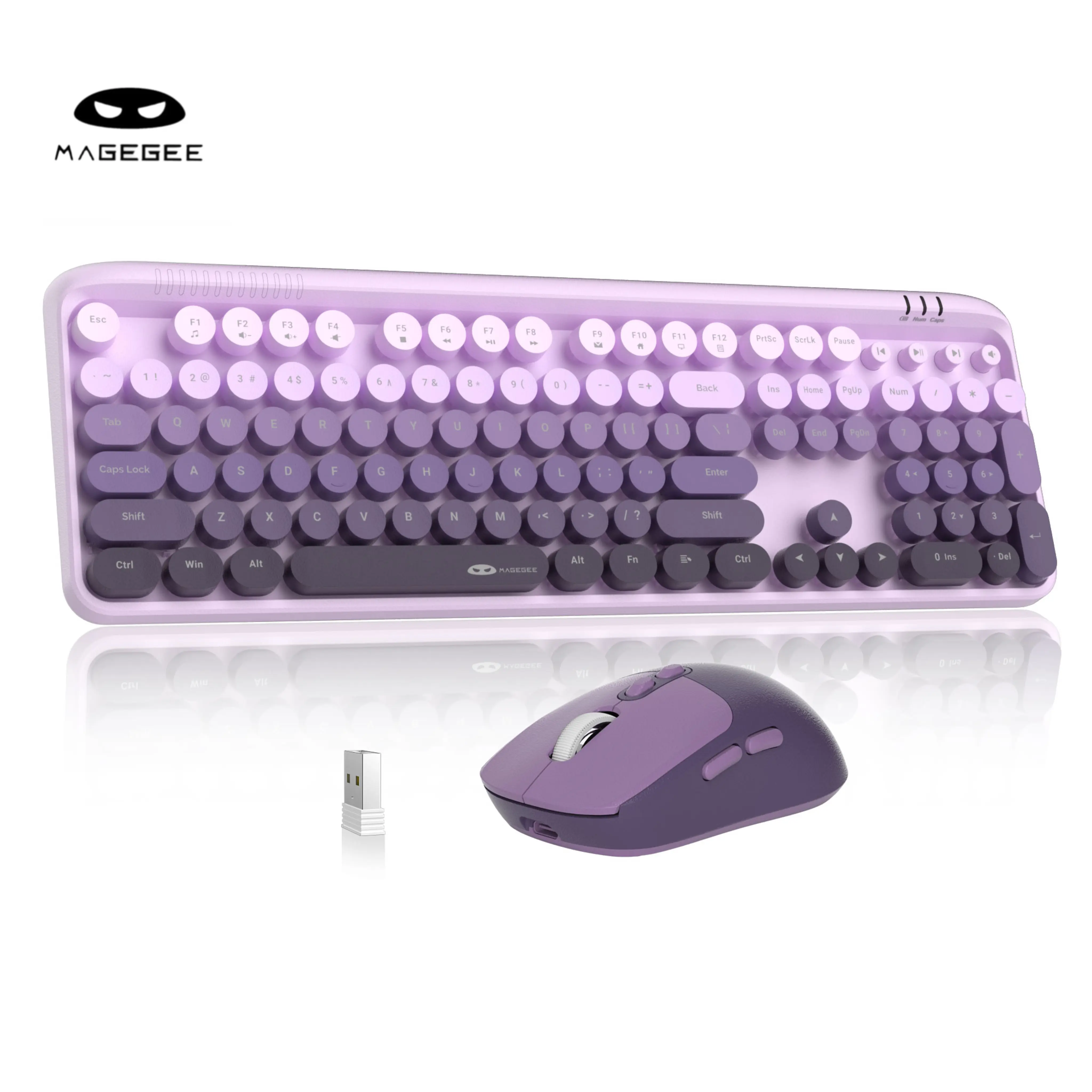 MageGee V920 Ergonomic Wireless Creamy Keyboard and Mouse Set, 2.4GHz Non-Bluetooth, Full-Size Round Keycaps, Gradient Color, Sleep Mode, Office Use, Ergonomic Wireless Keyboard And Mouse,back to school,back to school haul