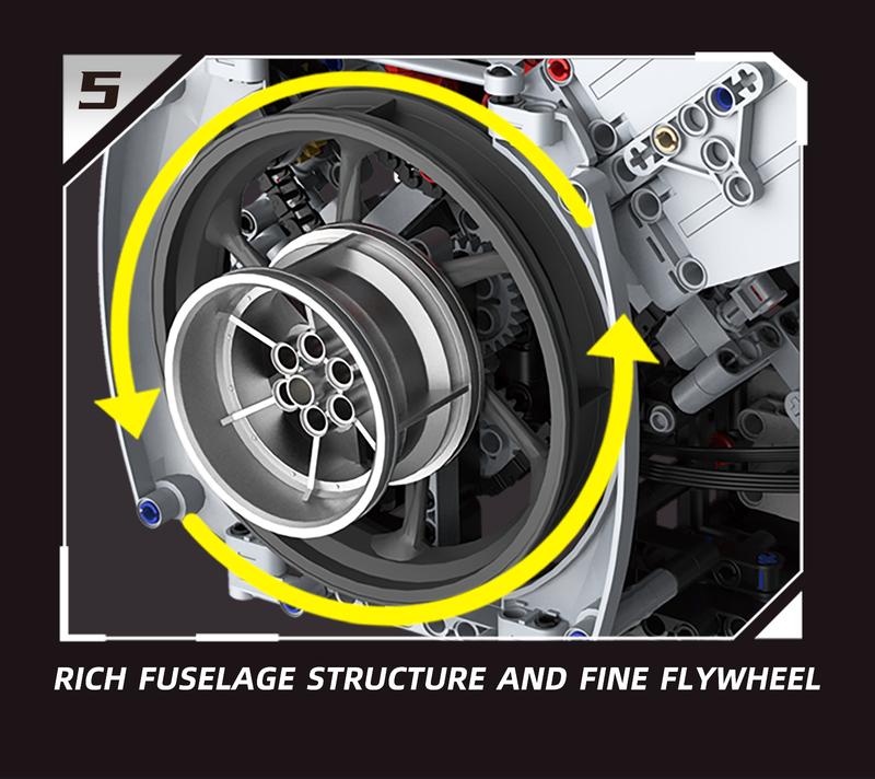 【3160 PCS】Ferrari-Style Motorized V8 Engine Model Building Kit, with APP Control & LED Lights
