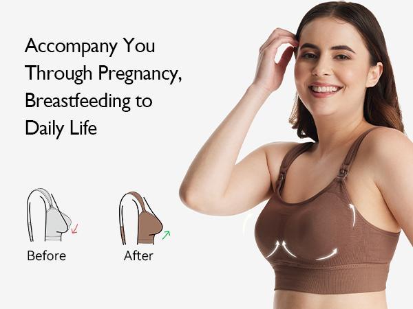 Momcozy Hands Free Nursing Bra, Adjustable Nursing Bra Comfortable 1 Pack