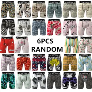 JEVPE 6pcs  Graffiti Color Men's Breathable Boxer Briefs, Moisture-Wicking and Lightweight, Soft and Stretchy Daily Casual Boxers | Comfortable and Close-Fitting, a Great Gift for Boyfriend or Husband