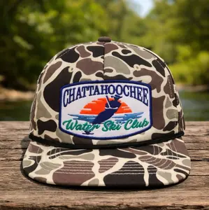 Chattahoochee Skii Camo Snapback Trucker Hat Back View, Adjustable Baseball Cap for Men, Outdoor Hunting Style Streetwear Hat