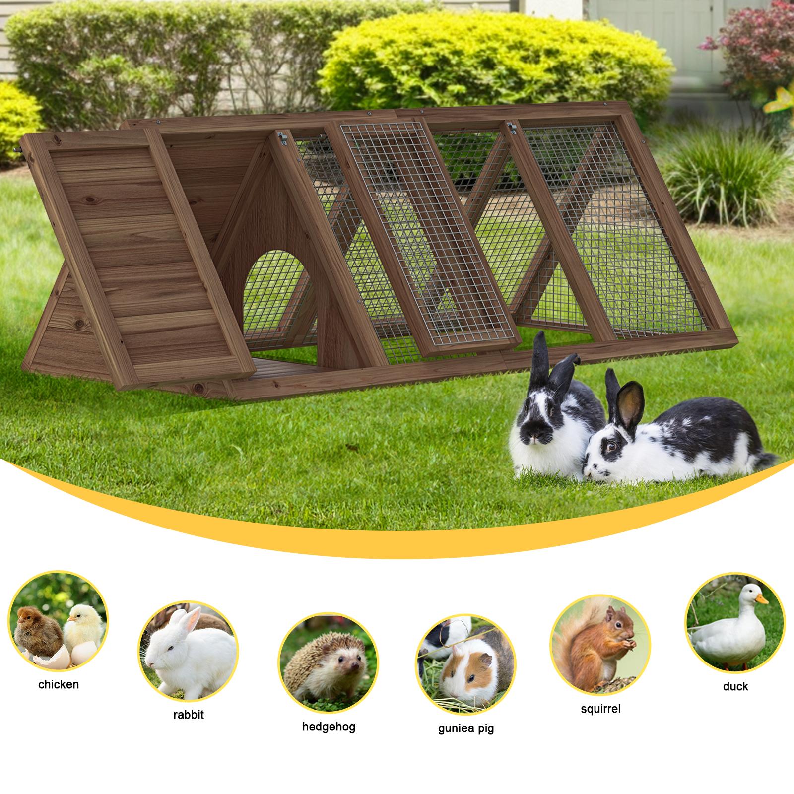 Grezone Small Chicken Coop for 1-2 Chickens Rabbit Hutch Quail Coop Indoor Outdoor Bunny Cage House with Waterproof Roof & Ramp 47.2x23.2x17.7 Inches Wood