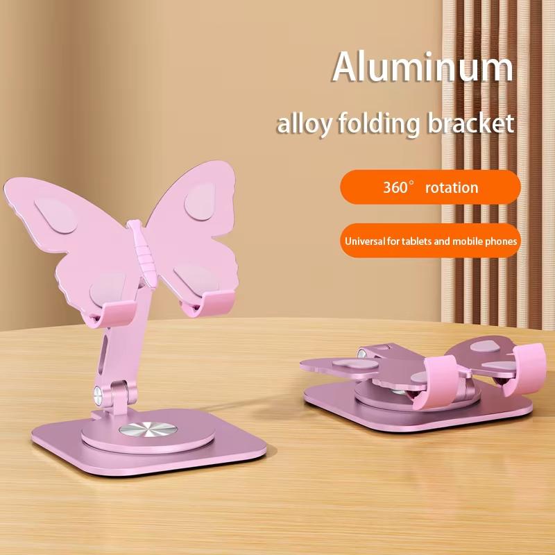 Joytutus Aluminum Alloy Mobile Phone Holders Butterfly 360 Degree Rotating Mobile Phone Stand Foldable Adjustable Tablet Stand