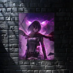 Mikasa Ackerman Attack On Titan Satin Artistic Glass Photo Poster, Survey Corps Shingeki no Kyojin Unframed High-Definition Modern Wall Decor, Anime Fan Gifts
