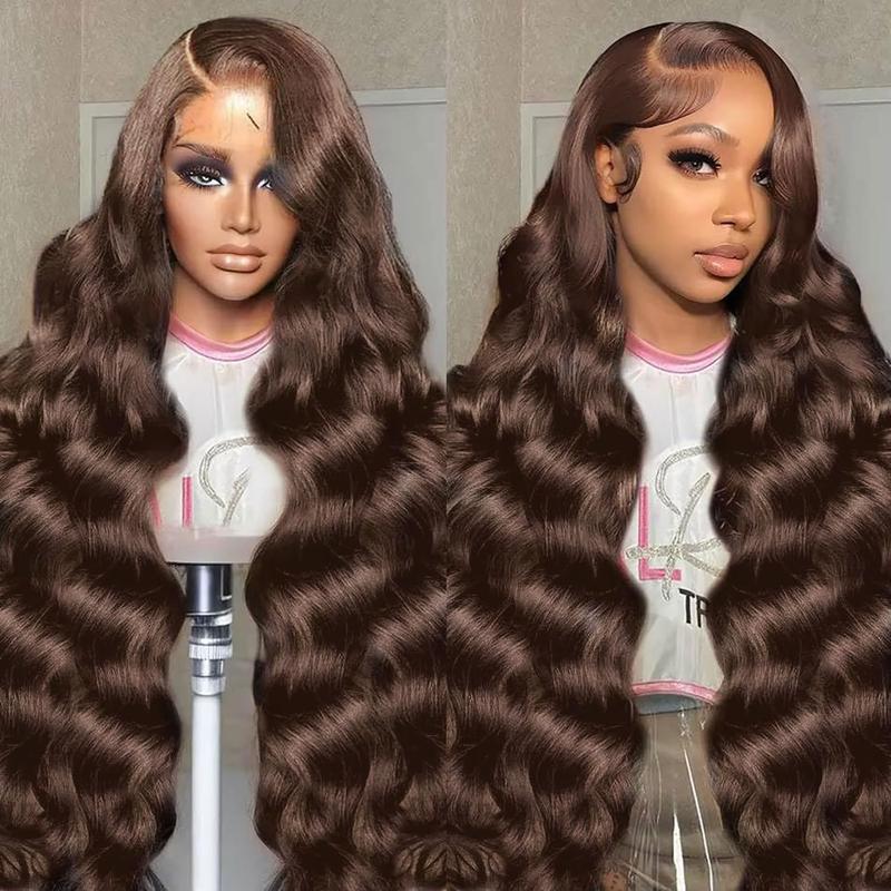 Bling Hair 13x6 Transparent Lace Frontal Real Hair Wigs #4 Chocolate Brown Brazilian Body Wave Human Hair Wigs Transparent Lace Wigs For Women
