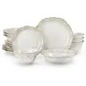 MALACASA GISELLE 16-Piece Set Lead-Free BPA-Free Ceramic Stoneware Dinnerware - Adult, Irregular Edge, Blue & White Embossed, Smooth Glaze, 10.25" Dinner Plates, 24oz, Oven/Dishwasher-Safe, Formal Dining, Luxury Gift-Ready Packaging