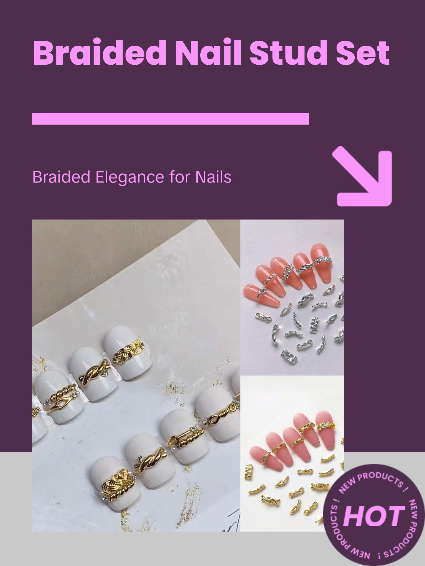 20pcs Braided Twist Knot Nail Studs