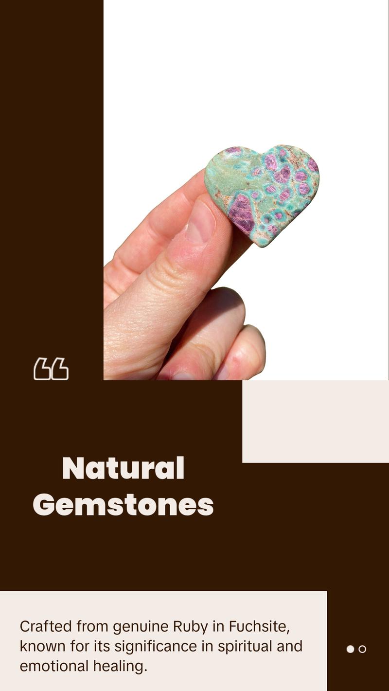 New Moon Beginnings Ruby in Fuchsite Heart - Polished Stone with Unique Design and Colorful Finish New Moon Beginnings Ruby in Fuchsite Heart - Polished Stone with Unique Design and Colorful Finish