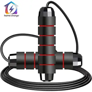 HomeCharge Adjustable Tangle Free Jump Rope with Ball Bearings, Quick Adjust Foam Handle, Portable Home Use Exercise Gear
