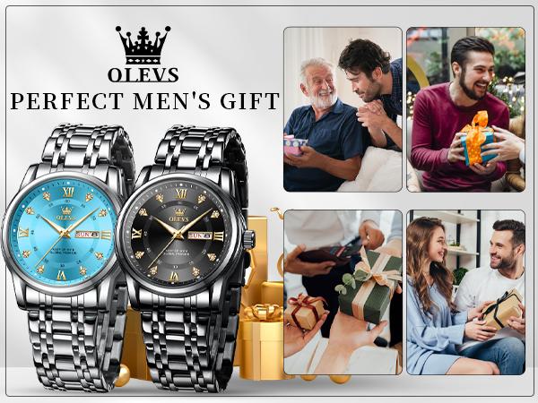 OLEVS Classic Men's Watches Stainless Steel Quartz Analog Date Display Waterproof Business Wristwatch with Luminous Feature OLEVS Classic Men's Watches Stainless Steel Quartz Analog Date Display Waterproof Business Wristwatch with Luminous Feature