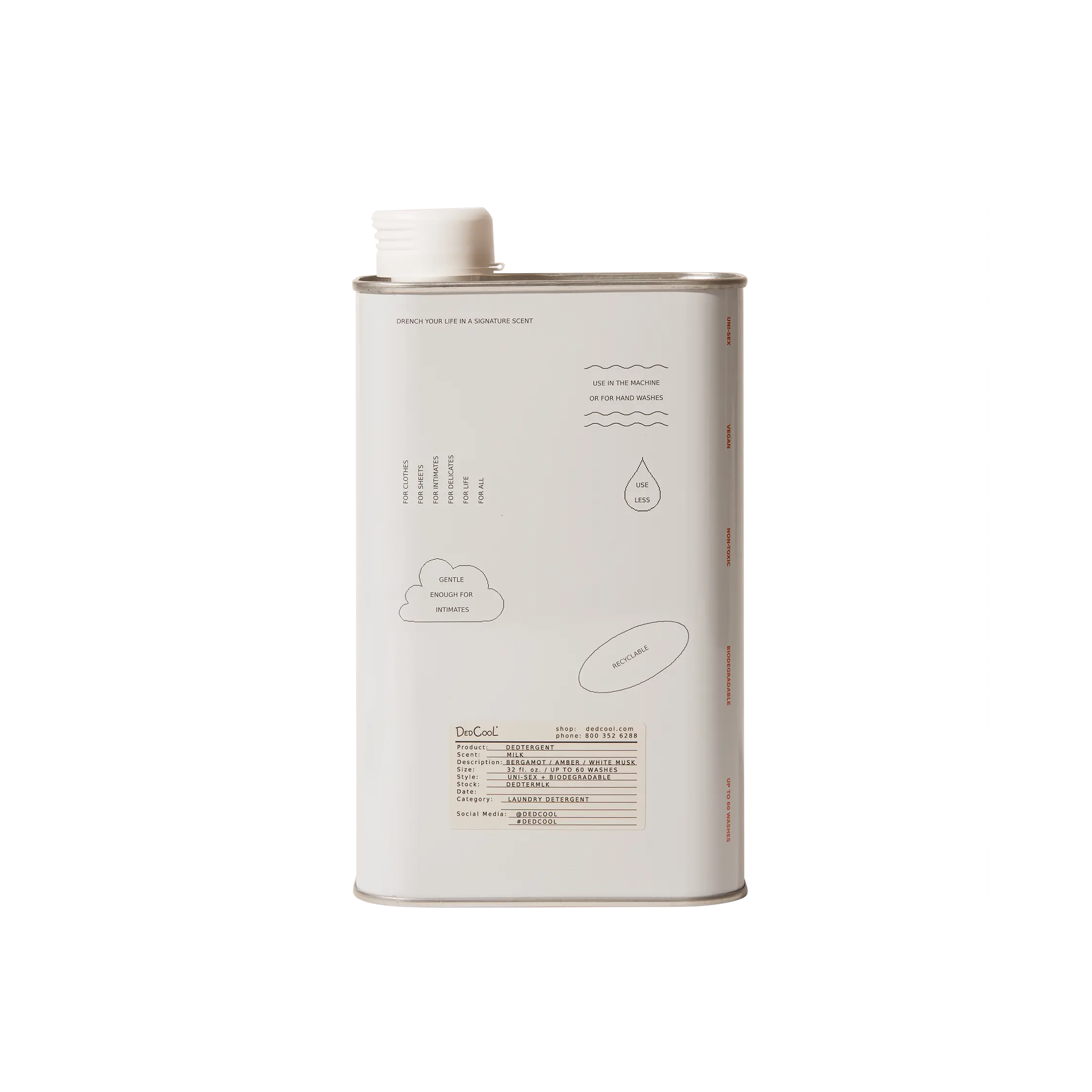 DedCool Dedtergent Liquid Laundry Detergent in Milk | Natural & Multi-Purpose Luxury Detergent With Up to 60 Washes