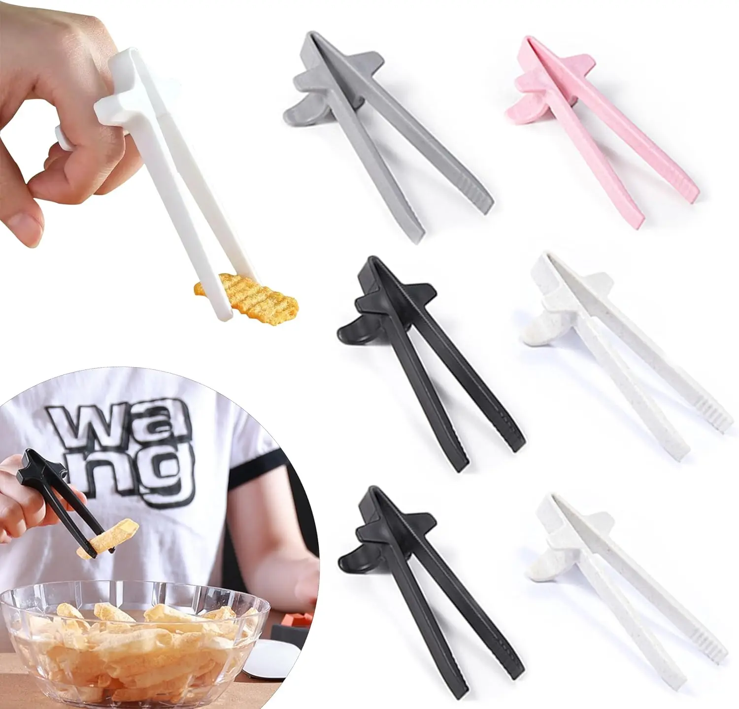Gamer Finger Chopsticks - 6-Piece Lightweight Unisex Adult Cutlery Set, 4-Color Kitchenware for Gaming Snacks, Supports Gamer Skill Training, Skill Training For Gamers