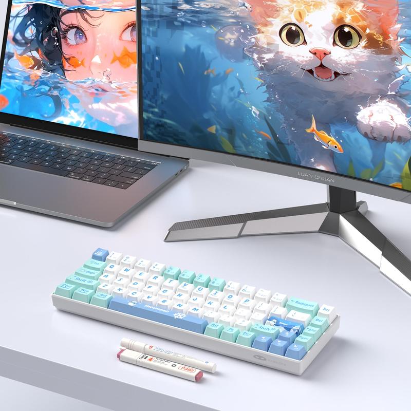 MageGee MK-BOX Gaming Keyboard Mechanical 60% Compact 68 Keys Mini Creamy Keycaps with LED Backlit Wired for Laptop PC